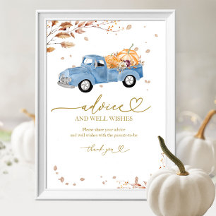 Kürbis-Herbst-Jungen-Baby-Party-Ratschlag- und Wün Poster