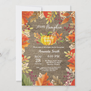 Kürbis Herbst Jute Baby Shower Einladung