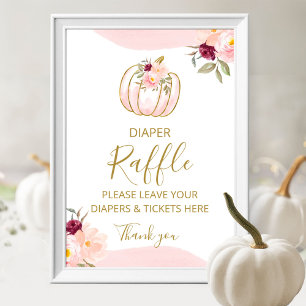 Kürbis-Herbst-Mädchen-Baby-Party-Windel-Raffle-Sch Poster