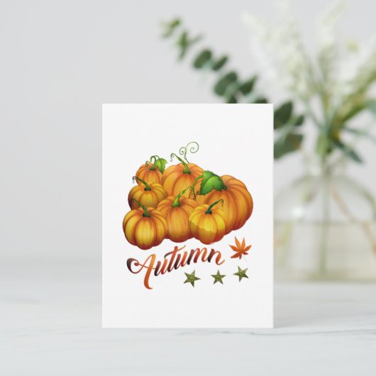 Kürbis Herbst Postkarte (Stehend Vorderseite)