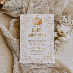 Kürbis Herbst Toile De Jouy Baby Shower Einladung