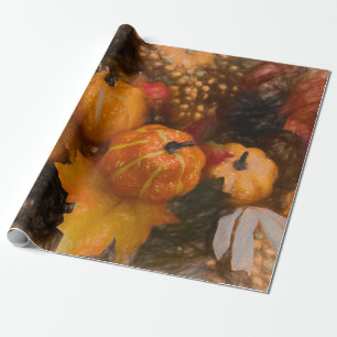 Kürbis Herbst Verbranntes Orange Vintage Antik Kun Geschenkpapier