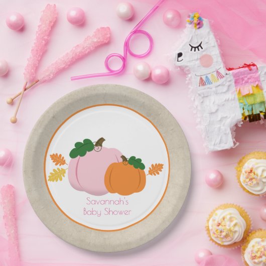 Kürbis Herbstpinke und Orangenpapierplatte Pappteller (Party)