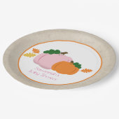 Kürbis Herbstpinke und Orangenpapierplatte Pappteller (Schrägansicht)