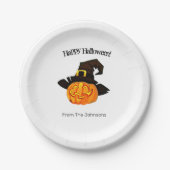 Kürbis-Hexen-Halloween-Papierteller Pappteller (Vorderseite)