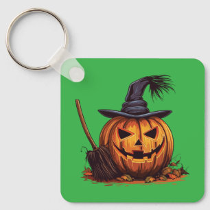 Kürbis-Hexen-Jack-O-Lantern – Klassisches Hallowee Schlüsselanhänger