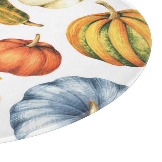 Kürbis Illustration: Nahtloses Wasserfarbmuster Schneidebrett (Ecke)