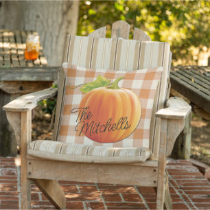 Kürbis im Herbst Orange Gingham-Muster mit individ Kissen