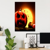 Kürbis im Mondlicht | AI Art Poster (Heimbüro)