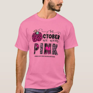 Kürbis im Oktober tragen wir einen rosa Brustkrebs T-Shirt