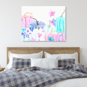 Kürbis in Aquarellfarben und Blumenrahmen Leinwanddruck (Insitu (Schlafzimmer))