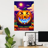 Kürbis in die Nacht | AI Art Poster (Heimbüro)