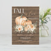 Kürbis in die weiße Blume fallen in Liebe-Engageme Einladung (Stehend Vorderseite)