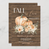 Kürbis in die weiße Blume fallen in Liebe-Engageme Einladung (Vorne/Hinten)