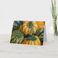 Kürbis in Grün und Orange - Grußkarte