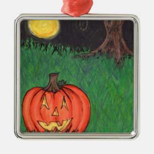 Kürbis Jack O' Lantern Galgen Baum Silbernes Ornament