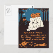 Kürbis Jack O' Lantern Geist Schwarze Katze Baum Postkarte (Vorne/Hinten)
