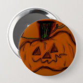 Kürbis Jack O Lantern handgezeichnete Kunst Button (Vorne & Hinten)