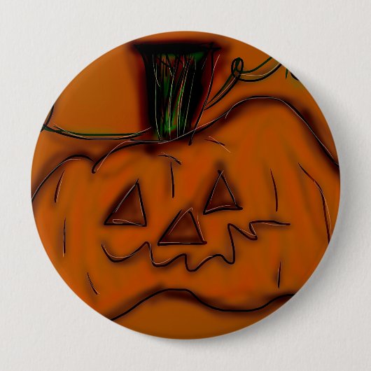 Kürbis Jack O Lantern handgezeichnete Kunst Button (Vorderseite)