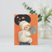 Kürbis Jack O Lantern Mädchen Postkarte (Stehend Vorderseite)