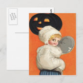 Kürbis Jack O Lantern Mädchen Postkarte (Vorne/Hinten)