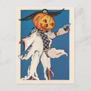 Kürbis Jack O Lantern Vogelscheuche Krähe Postkarte