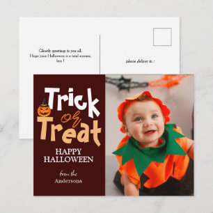 Kürbis Jack-o-Laterne Halloween Familie Ein Foto Feiertagspostkarte