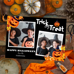 Kürbis Jack-o-Laterne Halloween Familie Zwei Foto Feiertagskarte