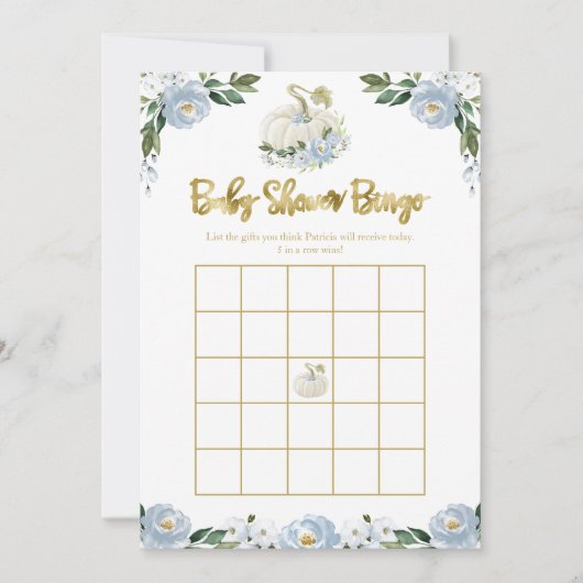 Kürbis-Junge-Herbst-Baby-Shower-Bingo (Vorderseite)