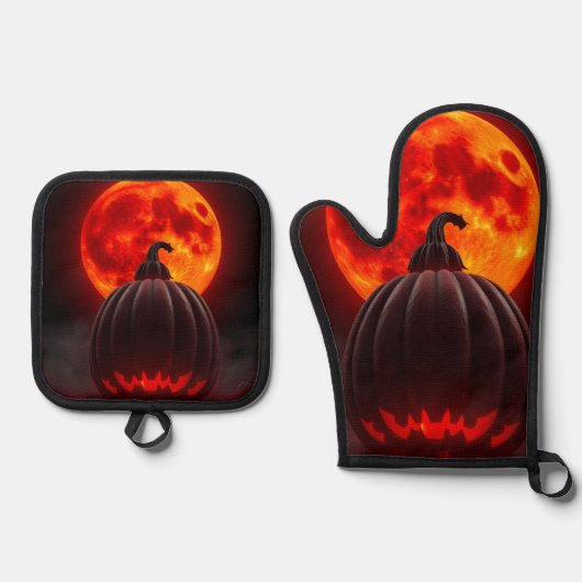 Kürbis-Kaiser-Eclipse-Halloween-Mitt-Set Ofenhandschuh & Topflappen-Set (Vorderseite)