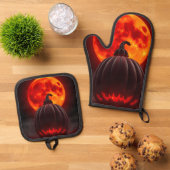 Kürbis-Kaiser-Eclipse-Halloween-Mitt-Set Ofenhandschuh & Topflappen-Set (Oben Unten)