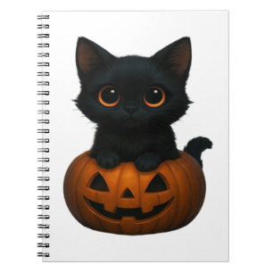Kürbis-Katze – Süßes, Gruseliges Halloween-Shirt f Notizblock