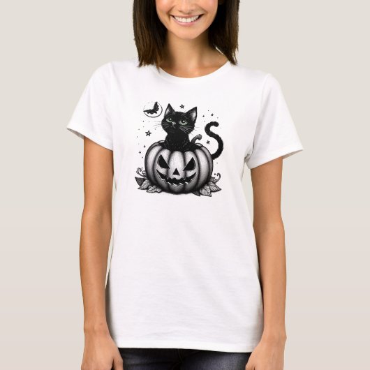 Kürbis Katze T-Shirt (Vorderseite)