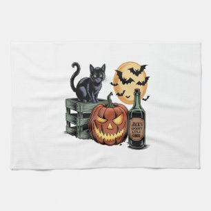 Kürbis Katzen Bier Halloween Geschirrtuch