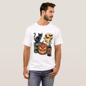 Kürbis Katzen Bier Halloween T-Shirt (Vorne ganz)