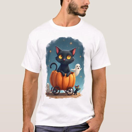Kürbis-Katzen-Express T-Shirt (Vorderseite)