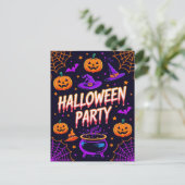 Kürbis-Kessel-Halloween-Party-Einladung Postkarte (Stehend Vorderseite)