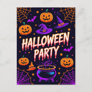 Kürbis-Kessel-Halloween-Party-Einladung Postkarte