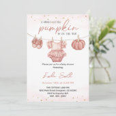 Kürbis Kleine Kürbis Kleine Pink Babydusche Einladung (Stehend Vorderseite)