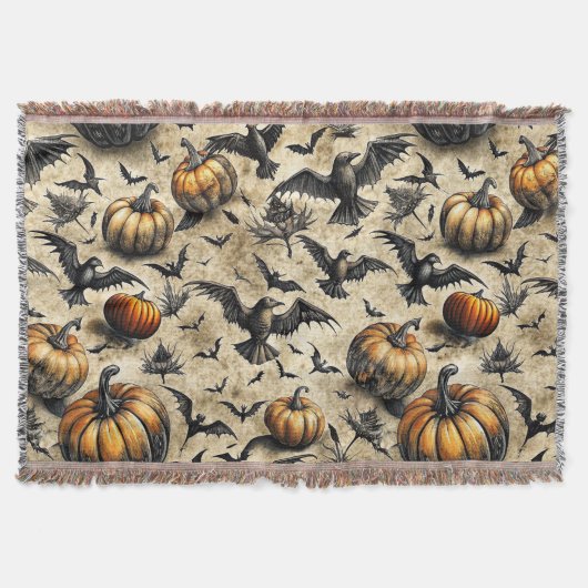 Kürbis, Krähen und Fledermäuse Halloween Muster (2 Decke (Vorderseite)