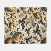 Kürbis, Krähen und Fledermäuse Halloween Muster (2 Fleecedecke (Vorderseite (Horizontal))