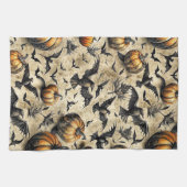 Kürbis, Krähen und Fledermäuse Halloween Muster (2 Geschirrtuch (Horizontal)