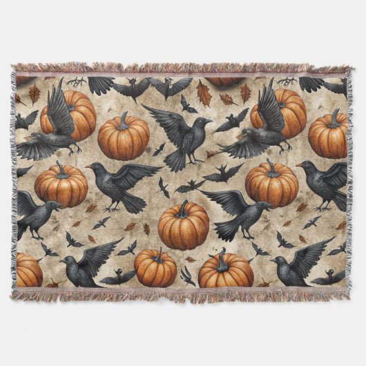 Kürbis, Krähen und Fledermausmuster Decke (Vorderseite)