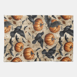 Kürbis, Krähen und Fledermausmuster Geschirrtuch