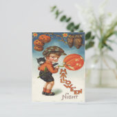 Kürbis-Kürbislaterne-Katzen-Junge Postkarte (Stehend Vorderseite)