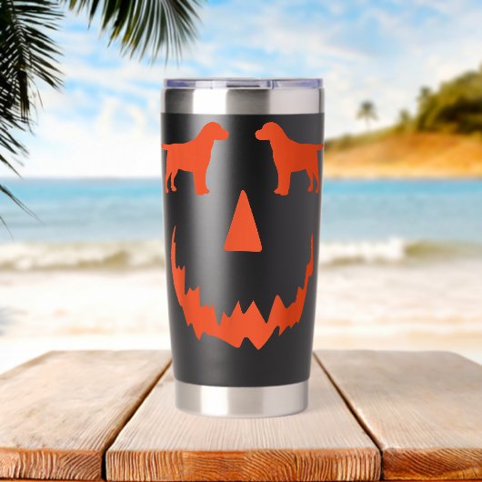 Kürbis Labrador Halloween Thermobecher (Strand (gedreht))