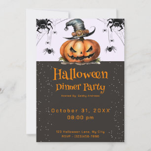 Kürbis-Laternen-Spinnennetz-Halloween-Abendessen Einladung