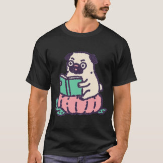Kürbis-Lese-Mops, bunte, strukturierte, gemütliche T-Shirt