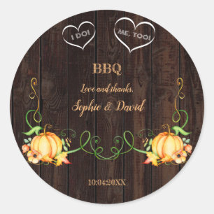 Kürbis-Lichterkette alte Scheune I DO BBQ Runder Aufkleber