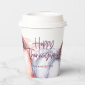 Kürbis lila Blumenfall Erntedank Party Pappbecher (Rückseite)